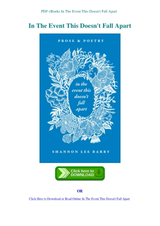 PDF eBooks In The Event This Doesn't Fall Apart