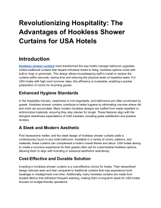 Revolutionizing Hospitality_ The Advantages of Hookless Shower Curtains for USA Hotels