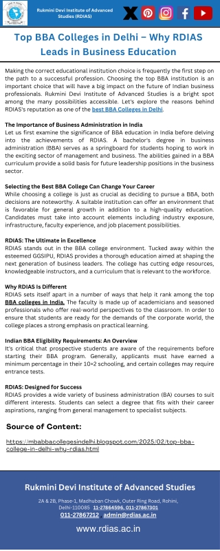 Top BBA College in Delhi – Why RDIAS Leads in Business Education