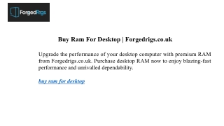 Buy Ram For Desktop | Forgedrigs.co.uk