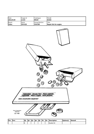 Volvo EC650 Excavator Parts Catalogue Manual Instant Download (SN：539-618)