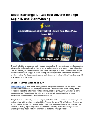 Silver Exchange ID_ Get Your Silver Exchange Login ID and Start Winning