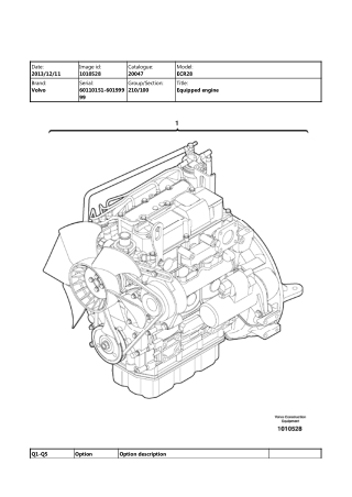 Volvo ECR28 Compact Excavator Parts Catalogue Manual Instant Download (SN 60110151-60199999)