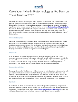 Carve Your Niche in Biotechnology as You Bank on These Trends of 2025