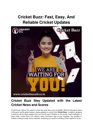 Cricket Buzz_ Fast, Easy, And Reliable Cricket Updates