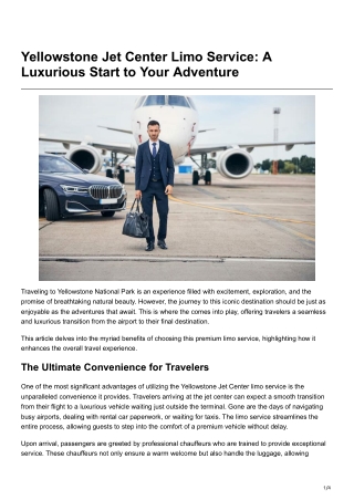 Yellowstone Jet Center Limo Service A Luxurious Start to Your Adventure