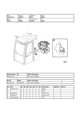 Volvo EW60C Compact Excavator Parts Catalogue Manual Instant Download (SN 110001 and up)