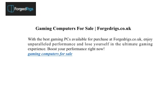 Gaming Computers For Sale | Forgedrigs.co.uk