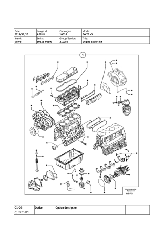 Volvo EW70 VV Compact Excavator Parts Catalogue Manual Instant Download (SN 10151 and up)