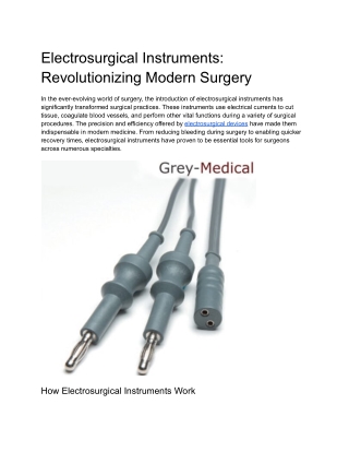 Electrosurgical Instruments_ Revolutionizing Modern Surgery