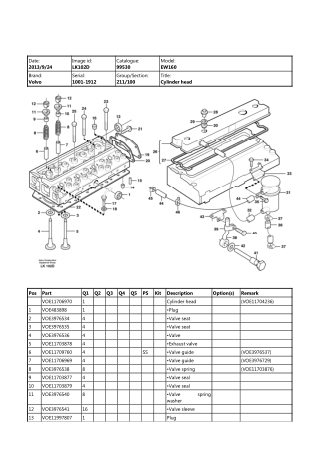 Volvo EW160 Excavator Parts Catalogue Manual Instant Download