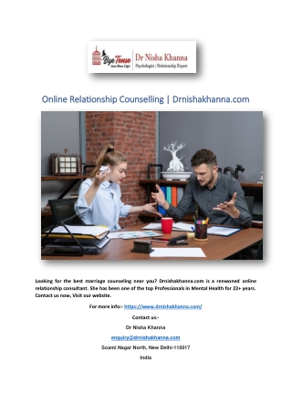 Online Relationship Counselling | Drnishakhanna.com