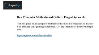 Buy Computer Motherboard Online | Forgedrigs.co.uk