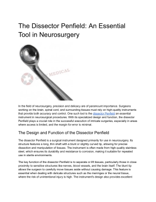The Dissector Penfield_ An Essential Tool in Neurosurgery