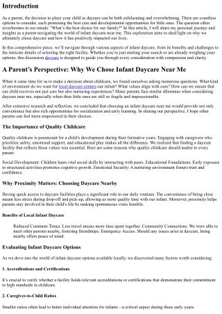 A Parent’s Perspective: Why We Chose Infant Daycare Near Me