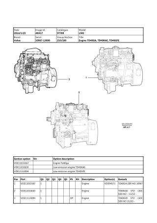 Volvo L50C Wheel Loader Parts Catalogue Manual Instant Download (SN 10967-13000)