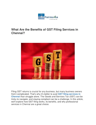 What Are the Benefits of GST Filing Services in Chennai