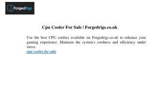 Cpu Cooler For Sale | Forgedrigs.co.uk