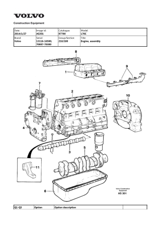 Volvo L70C Wheel Loader Parts Catalogue Manual Instant Download (SN 13116-16500, 70007-70300)