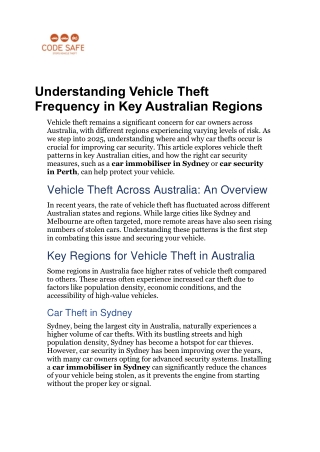 Understanding Vehicle Theft Frequency in Key Australian Regions(code safe)