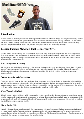 Fashion Fabrics: Materials That Specify Your Style