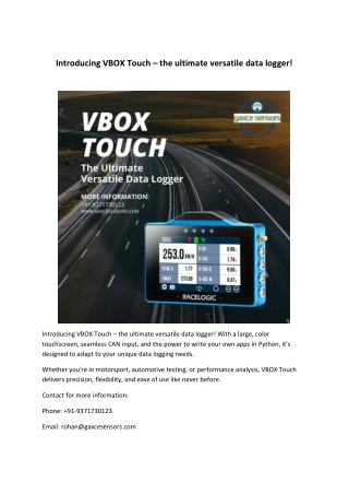 Introducing VBOX Touch – the ultimate versatile data logger
