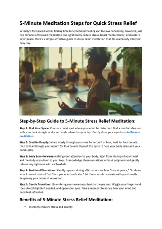 5 Minute Meditation Steps for Quick Stress Relief