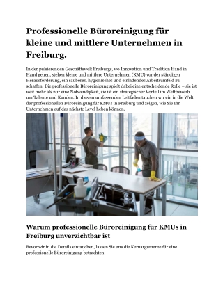 Professionelle Büroreinigung für kleine und mittlere Unternehmen in Freiburg.