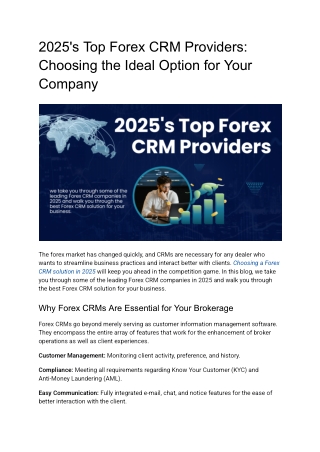 2025's Top Forex CRM Providers