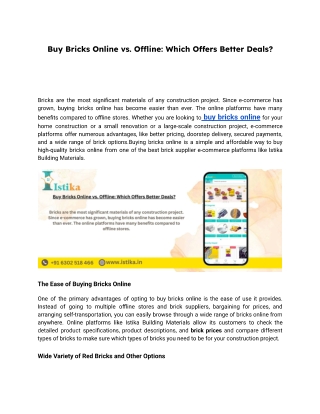 Buy Bricks Online vs. Offline Which Offers Better Deals