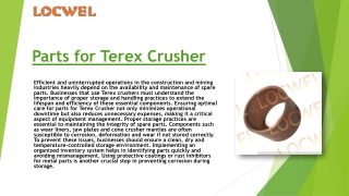 Proper Storage and Handling Practices for Spare Parts for Terex Crusher