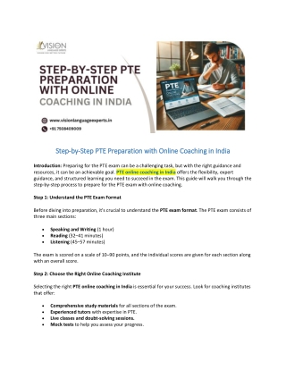 Step-by-Step PTE Preparation with Online Coaching in India