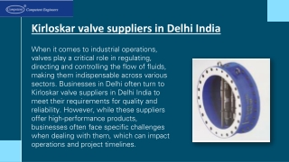 Common Challenges Faced by Businesses When Dealing with Kirloskar Valve Supplier