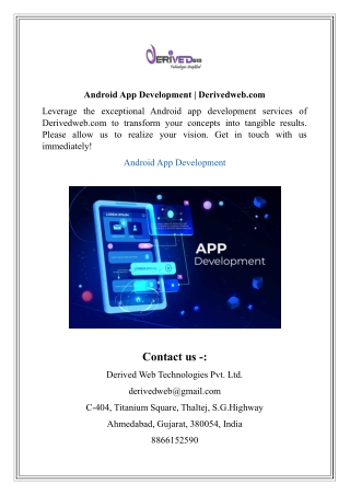 Android App Development Derivedweb