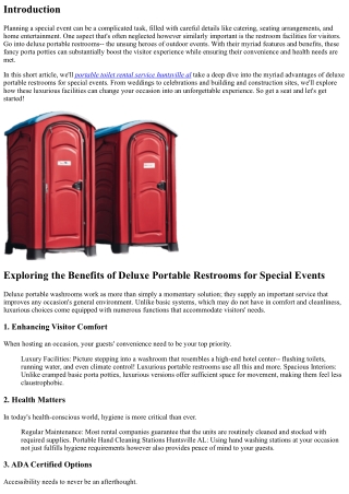 Checking out the Benefits of Deluxe Portable Restrooms for Unique Occasions