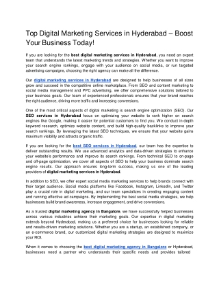 Top Digital Marketing Services in Hyderabad – Boost Your Business Today