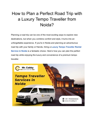 Luxury Tempo Traveller Hire in Noida