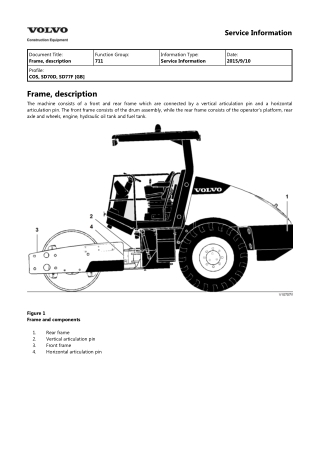 VOLVO SD70D SINGLE-DRUM ROLLER Service Repair Manual Instant Download