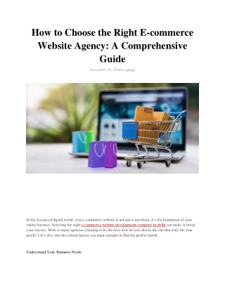 How to Choose the Right E-commerce Website Agency A Comprehe Guide