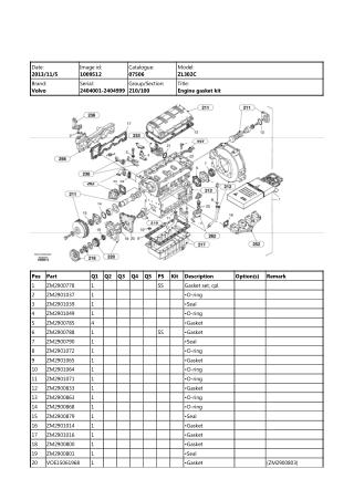 Volvo ZL302C Compact Wheel Loader Parts Catalogue Manual Instant Download (SN 2404001 - 2404999)