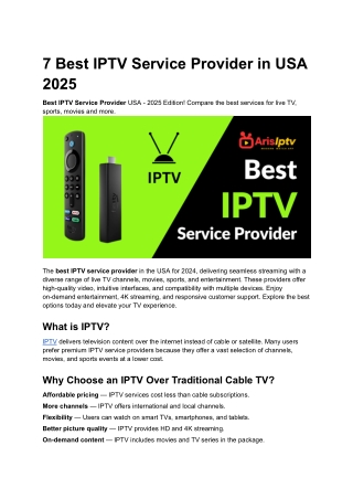 7 Best IPTV Service Provider in USA 2025