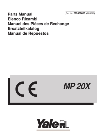 Yale MP20X Platform Pallet Truck Parts Catalogue Manual Instant Download