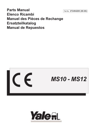 Yale MS10 MS12 Pallet Stacker Parts Catalogue Manual Instant Download
