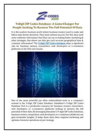 The Power of 9-Digit ZIP Codes: A New Era in Data Optimization