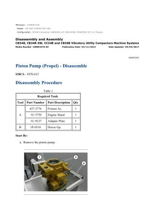 Caterpillar Cat CB34B Compactor (Prefix XB4) Service Repair Manual Instant Download (XB400001 and up)