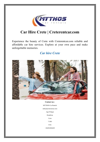 Car Hire Crete  Creterentcar.com