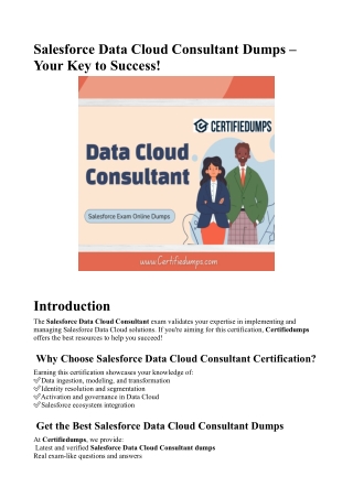 Salesforce Data Cloud Consultant Dumps – Pass Your Exam with Certifiedumps!