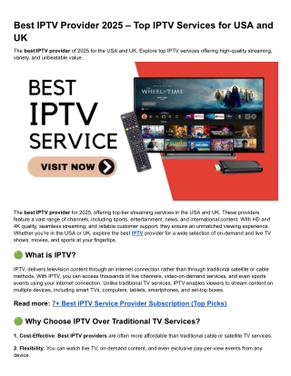 Best IPTV Provider 2025 – Top IPTV Services for USA and UK