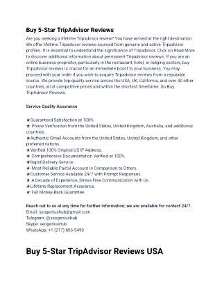 Buy 5-Star TripAdvisor Reviews