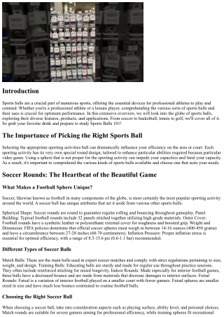 Sports Balls 101: An Overview to Various Kinds and Their Uses